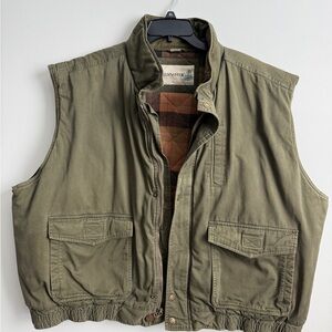 Field Master Olive Green Flannel Lined Vest Mens 3XL Outdoors 15099 Vintage 1990